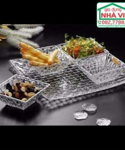Bộ 5 món gồm 1 đĩa và 4 bát vuông pha lê Bossa Nova Nachtmann 90023
