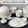 Bộ 50 bát đĩa sứ xương trắng trơn Imperialondon