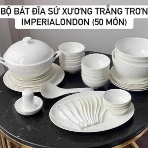 Alternative view of Bộ 50 bát đĩa sứ xương trắng trơn Imperialondon