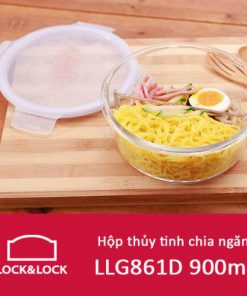 Hộp thủy tinh tròn chia 2 ngăn chịu nhiệt Lock&Lock LLG861D 900ml